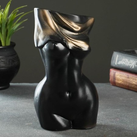 Vase "Grace" black with gold, 0.7 liters