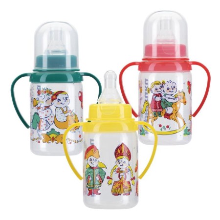 A bottle for feeding with handles and silicone bowl of milk, 125 ml, mix