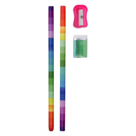 Set of desktop children's "Rainbow" (stand+2 pencil+ruler+sharpener+eraser+block 8 sheets)-2
