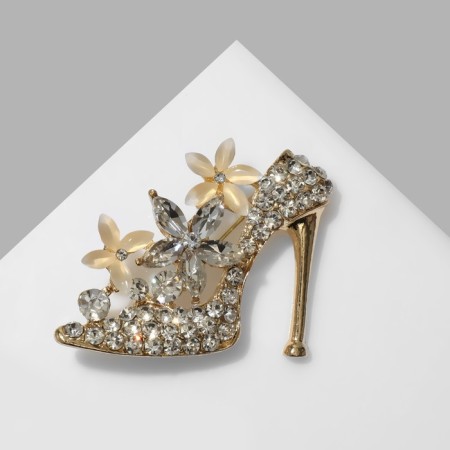 Brooch "Ship", the color is milky white in gold-2