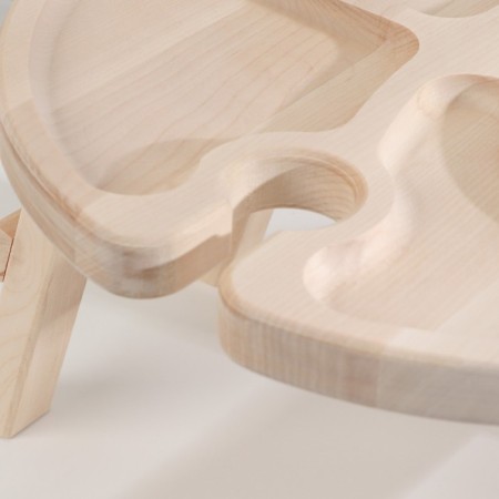 Table - a tray with a menage and folding legs "We are two halves" d = 30x2 cm, birch-3