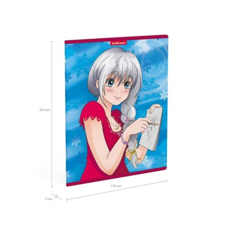 Notebook of 48 sheets in the Erichkrause anime cage, cover coated cardboard, offset block, whiteness 100%, mix-7