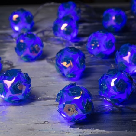 Garland “thread” 4.5 m with nozzles “Flower balls”, IP20, transparent thread, 15 LED, purple purple, 220 V