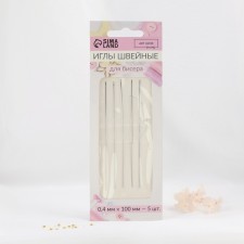 Sewing needles for beads, d = 0.4 mm, 10 cm, 5 pcs