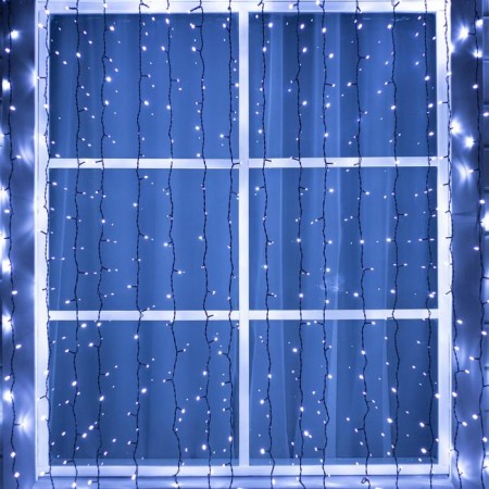 Garland "Curtain" 2 × 3 m, IP44, UMS, dark thread, 760 LED, white glow, 220 V