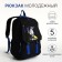 School backpack from textiles on lightning, 5 pockets, black/blue color