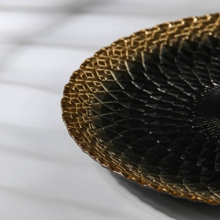 Baroque plate, d = 28 cm, black color with gold-1