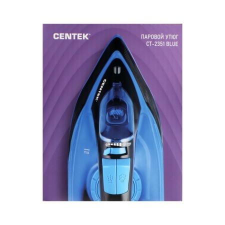 Iron CENTEK CT-2351, 2200 watts, ceramic soles, 300 ml, blue-9
