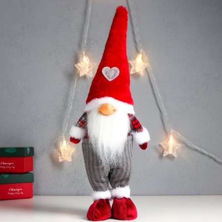 Interior doll "Santa Claus only nose, in a cap with a heart" 43x16x10 cm