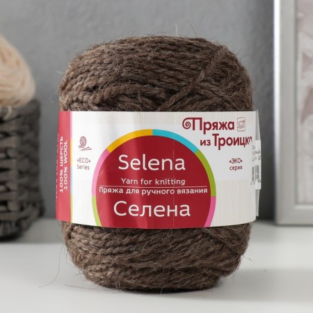 Yarn "Selena" 100% wool 160m/100g (1059 dark coffee)