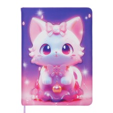 Notebook Gift Book 96l, line, colored cut, PVC Cat cover 3D (17.7x12.4cm)