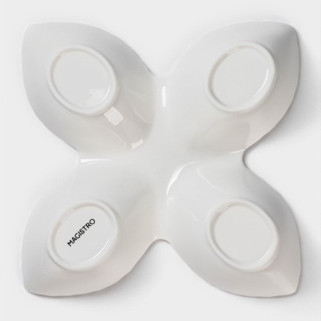 Menzhitsa Porcelain 4 cells Magistro "Leaflets", 27 × 4 cm, white color-3
