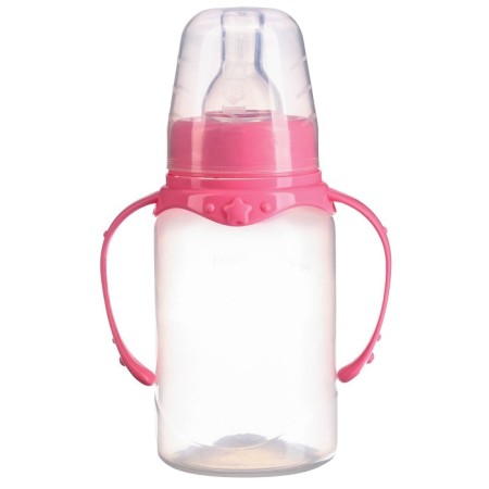 A bottle for feeding, a classic throat, 150 ml., From 0 months, cylinder, with handles, mix color-7