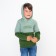 Sweatshirt for a boy, the color is gray-green, height is 104 cm