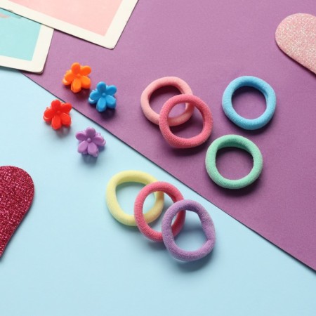 Hair Set "The Zeleznitsa Color" (12 elastic bands 2 cm, 4 crab) flowers, mix-1
