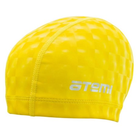 ATEMI Pu 140 swimming cap, fabric with polyurethane coating, yellow color 3D