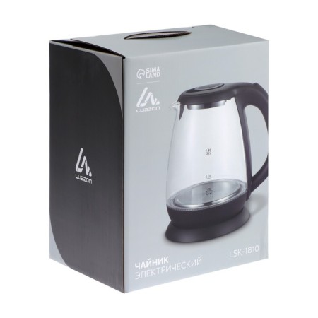 Electric kettle Luazon LSK-1802, glass, 1.8 l, 1500 watts, backlight, black and blue-9