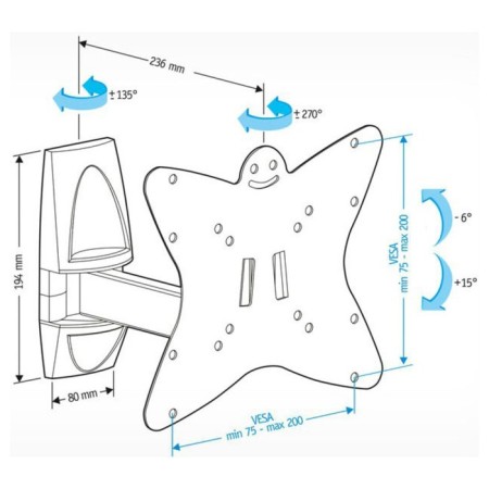 The bracket for LCD TV Holder LCDS -5037 19 " - 37", 30 kg, the distance from the wall 95 - 236mm.-1