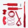 Erotic bdsm set of oka-hips, metal, leather, set of 8 objects, red