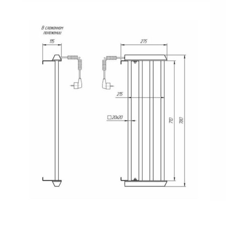 Electric towel Domoterm 73, 250 x 830 mm, 4 crossbars, right-4