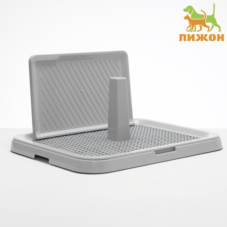 Dog toilet with a column and a wall of 51 x 41 x 27cm, light gray