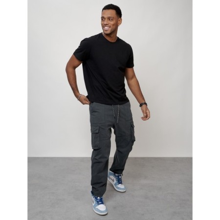 Cargo jeans men, size 52, dark gray color-2