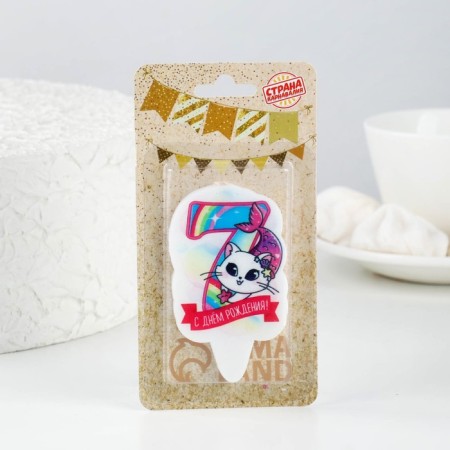 Candle for the cake "Figure 7, cat mermaid", 6.5 cm-1
