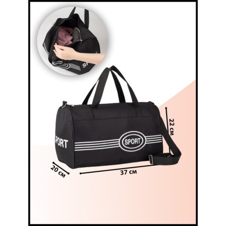 Sports bag with lightning, long belt, black color-3