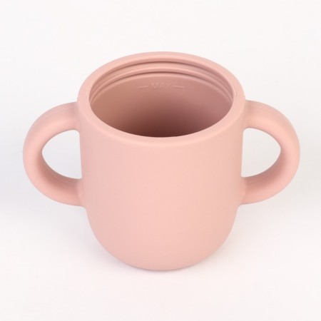 Drunker with a pipe Children's silicone "Try AGAIN", 200 ml., With handles, pink color-4
