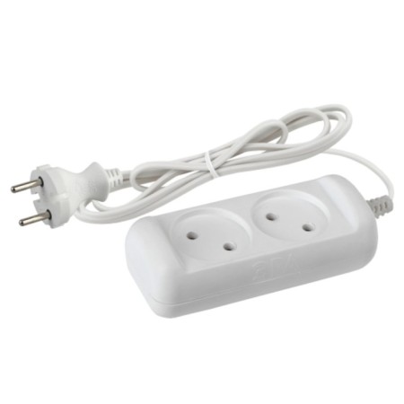 Extension cord electric era UX-2-1.5M without grounding 2 outlet 1.5 m, SHVVP 2x0.75mm2 6a