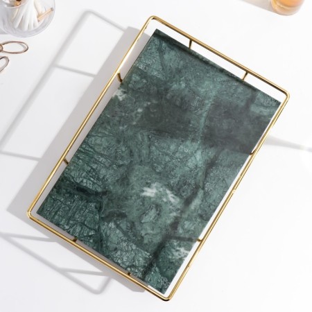 Interior marble stand "Malachite" rectangular 6x31x21 cm-1