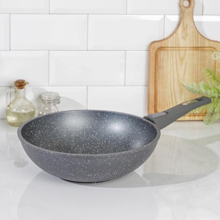Granite frying pan, d = 28 cm, removable handle, anti-stick coating, gray color