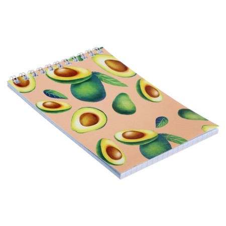 Notepad A6, 40 sheets in a cage on the rowing "Avocado", covered cardboard, mix-1