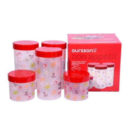 A set of plastic tanks Oursson Ja55171/RD, 1/0.5 l, 5pcs