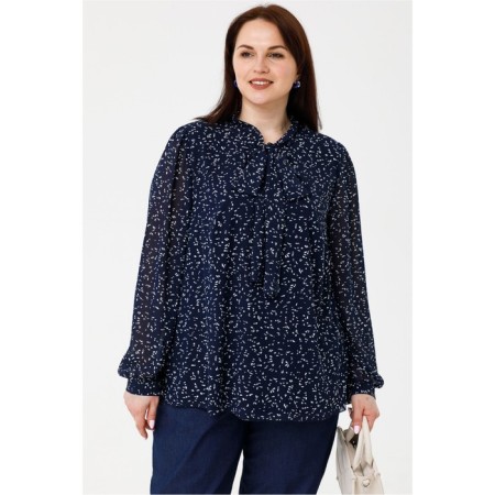 Female blouse, size 62, blue-white color