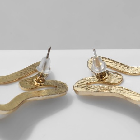 Earrings with pearls "hare" eared, white color in gold-1