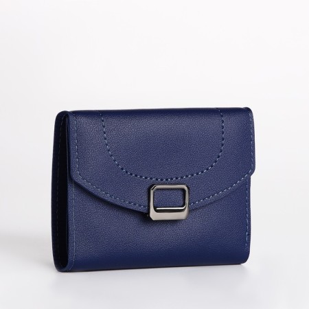 Women's wallet on the button, blue color