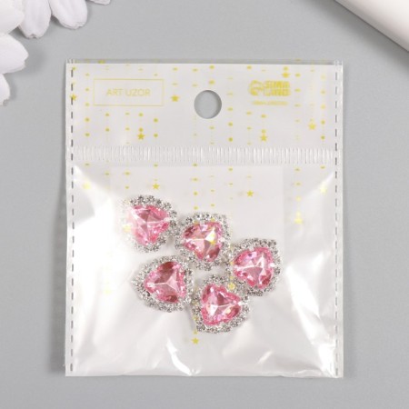 Decor for creativity Metal "Medalon Heart in Rhouses" Pink 1.8x1.7 cm-3