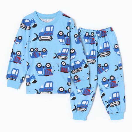 Pajamas for boys, blue color/tractor, height 104 cm