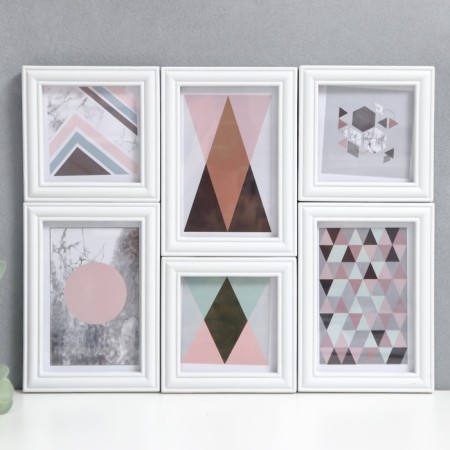 Photo frame in 6 photos 10x10, 10x15 cm "Collage" White set 6 pcs 25x33.5x8 cm