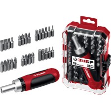 Reversible screwdriver bison 25040, with nozzles 29 pcs.