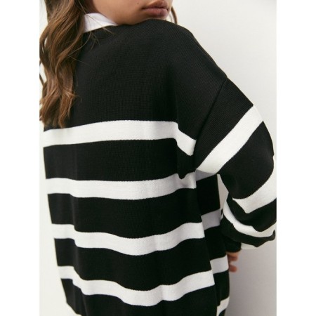 Sweater Knitted Children's Amarobaby Strip, Height 146 cm, Black Color-11