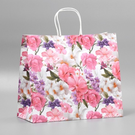 Gift Craft Package, Packaging, “Gift for You”, Flowers, 32 x 28 x 15 cm-2