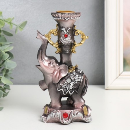 Souvenir Polystone SPREASE "Elephant on a pedestal in a blade with flowers" 15.5x8x7.5 cm