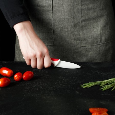 Knife ceramic shade "Capter", blade 7 cm, red color-5
