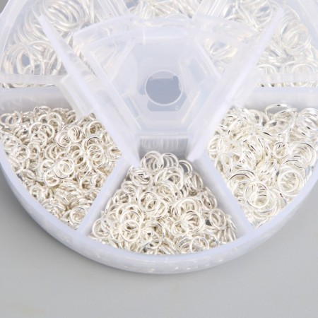 Rings clamping metal in the box "Silver" 880 pcs 8x8x2 cm-1