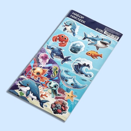 Paper children's stickers 10 x 22 cm, "ocean"-1