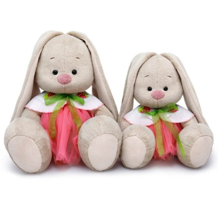 Soft toy "Bunny Mi", in a skirt and a collar with strawberries 23 cm-3