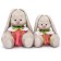 Soft toy "Bunny Mi", in a skirt and a collar with strawberries 23 cm