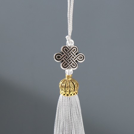 Suspension textiles, plastic "Knot of happiness and infinity" gray 0.7x1x9.5 cm-1